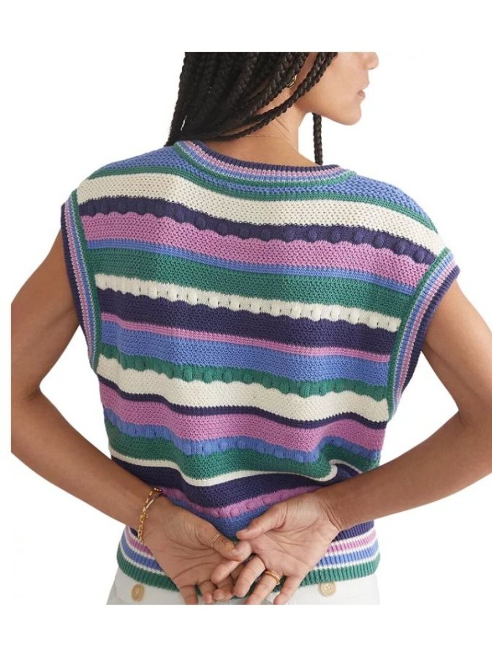 Marine Layer Rory Crochet Vest Cool Stripe Sleeveless Top Knitwear Small NWT - Picture 12 of 15